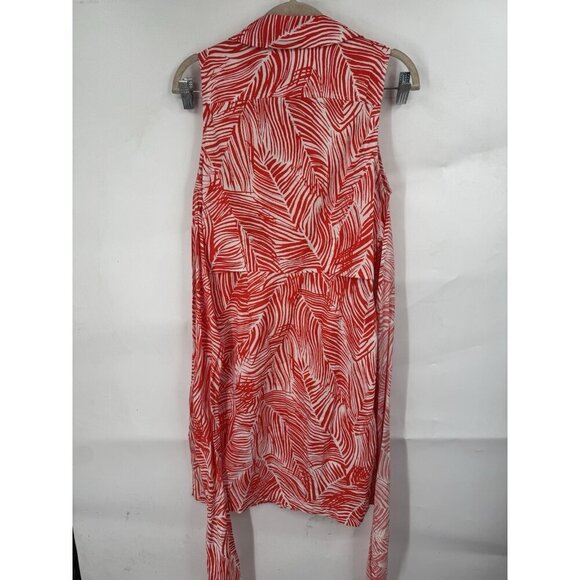 Talbots Button Tropical Palm Dress Women 8P Red White Mini Preppy Resortwear - Picture 3 of 8